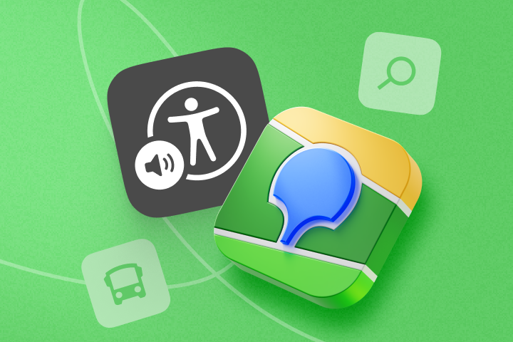 Рядом 2 логотипа: сервиса 2ГИС и специальных возможностей на iOS.