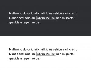 Два блока текста на фоне с разной цветовой схемой. В каждом блоке содержится одинаковый текст, который включает ссылку, выделенную рамкой. Верхний блок имеет темный фон, а нижний — светлый.