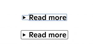 На изображении представлены две кнопки с текстом "Read more". Верхняя кнопка имеет синий неровный контур, под размер символов, а нижняя — черный ровный контур. Обе кнопки имеют стрелку слева от текста. Фон белый.
